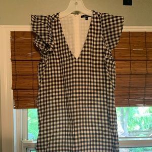 Madewell mini linen/cotton gingham dress